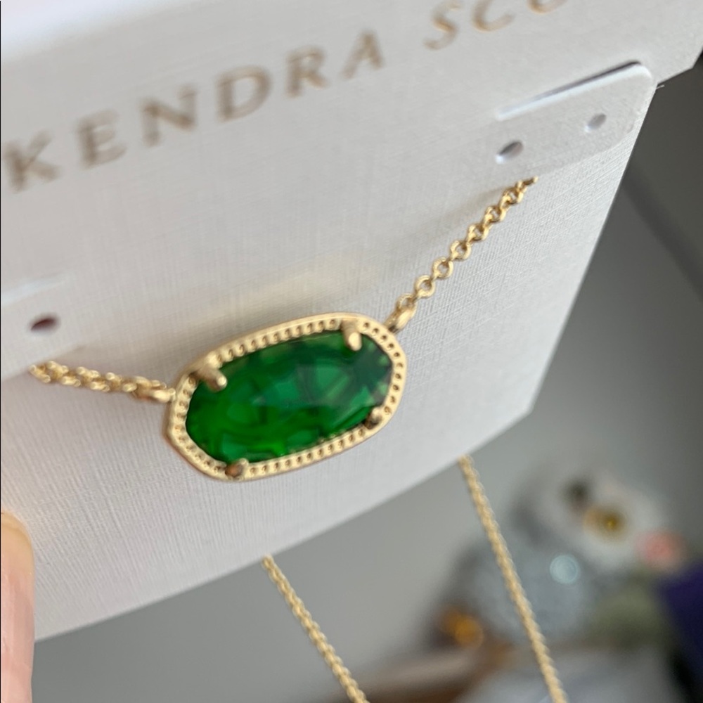 Kendra Scott Gold and Green Pendant Necklace